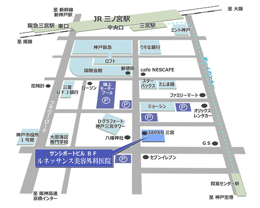 神戸院へのアクセス図